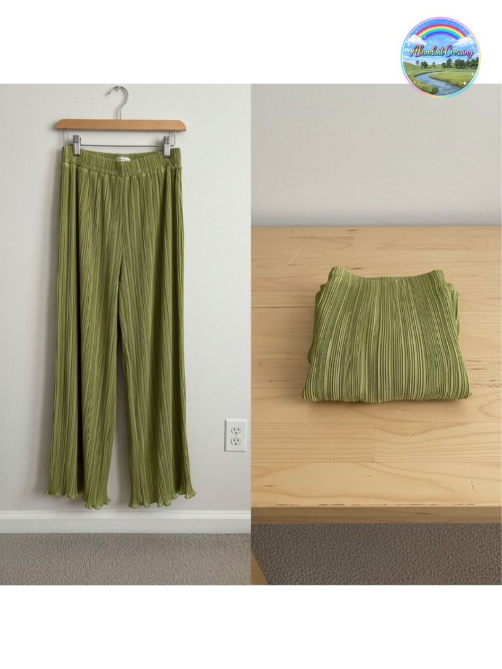Womens Pleated Palazzo Wide Leg Casual Pants High Rise Polyester